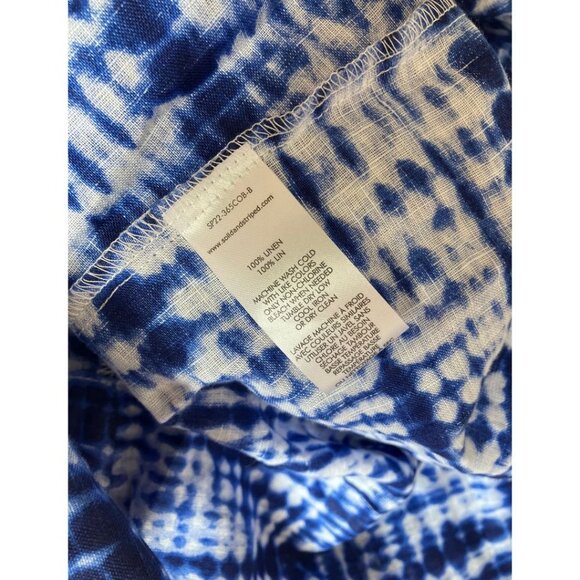 Solid & Striped Shibori Print Dress Indigo Size Medium Linen - Picture 7 of 7